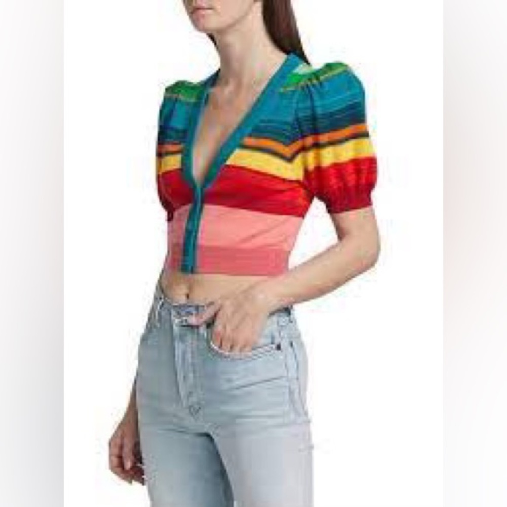 Alice + Olivia Romi rainbow cardigan